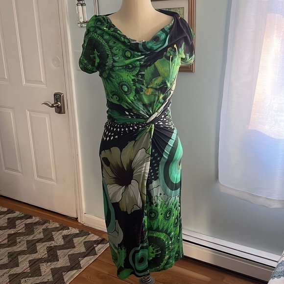 Desigual Funky Sleeveless Green Dress - Picture 1 of 12